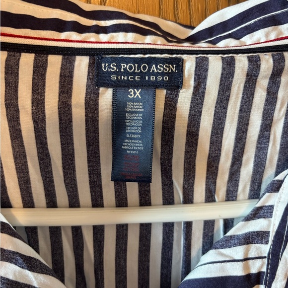 U.S. Polo Assn. Navy and White Striped Women’s Plus Pajama Sleep Lounge Set - Picture 4 of 11